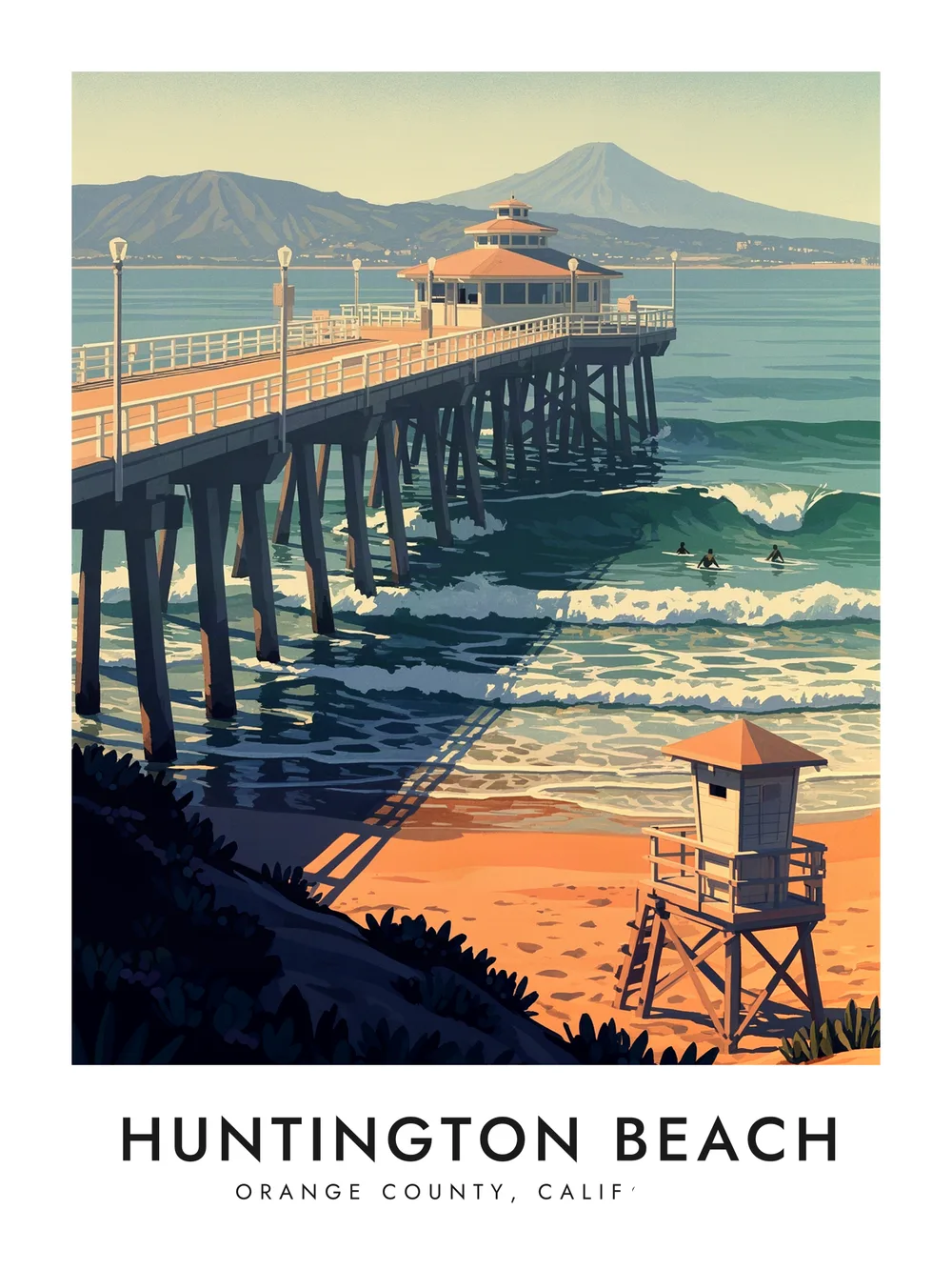 Huntington Beach poster, 18 x 24"