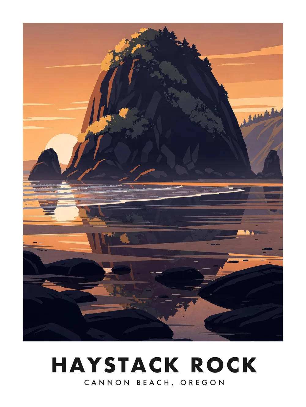 Haystack Rock poster, 18 x 24"