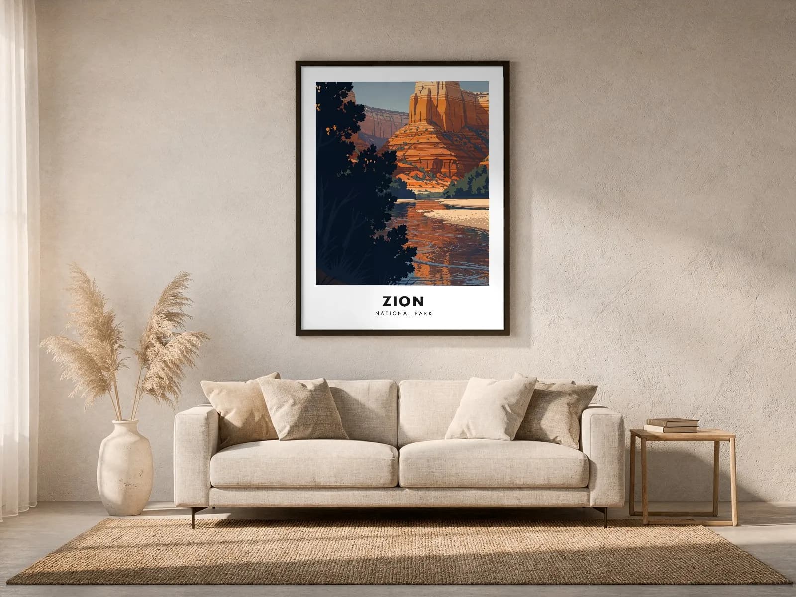 Zion poster hanging in a living room