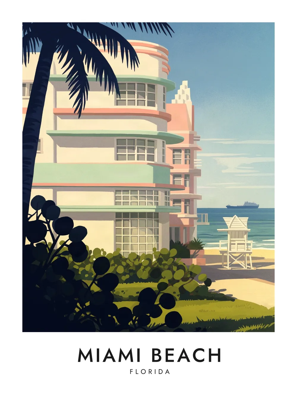 Miami Beach poster, 18 x 24"